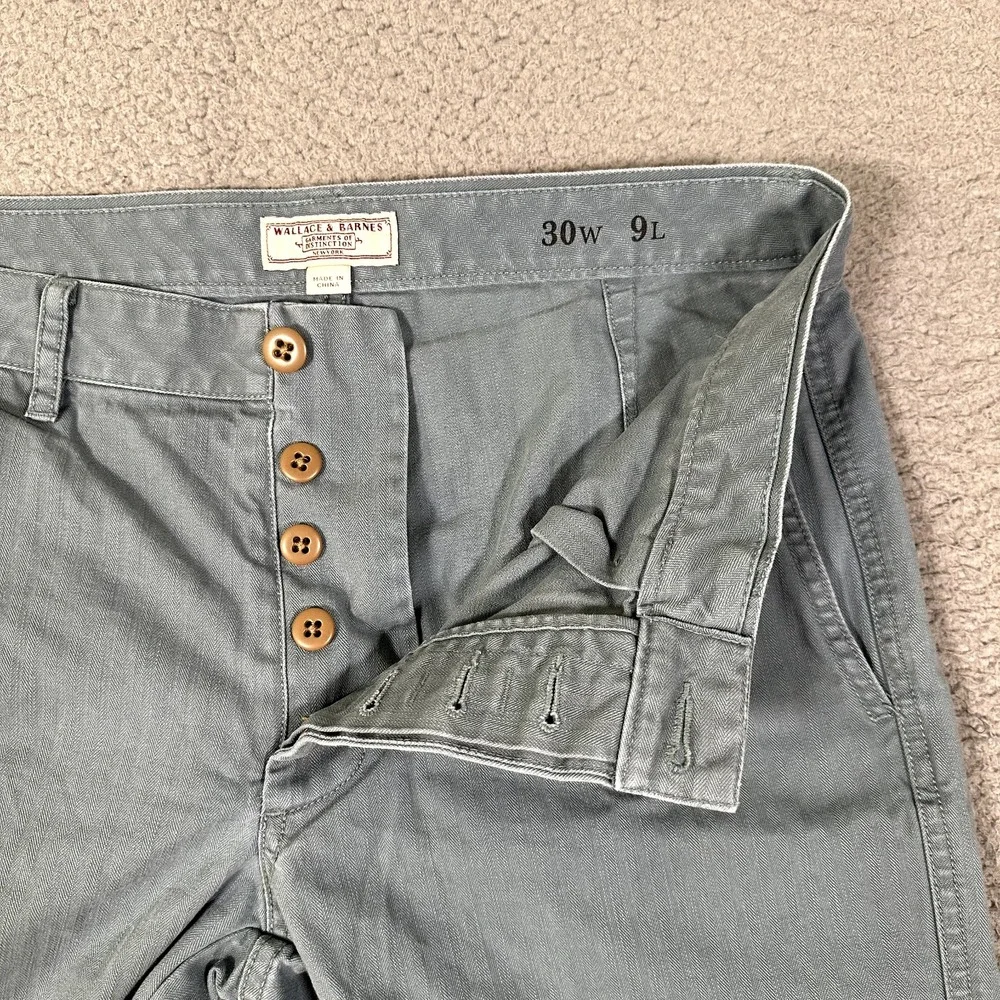 Wallace & Barnes Shorts Mens‎ 30 Blue Cotton Button Fly Casual Preppy Chino Logo